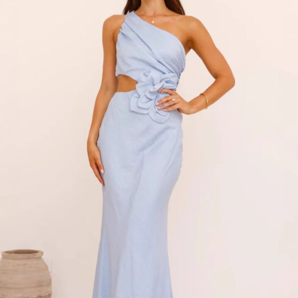 One-Shoulder Floral Cutout Dress